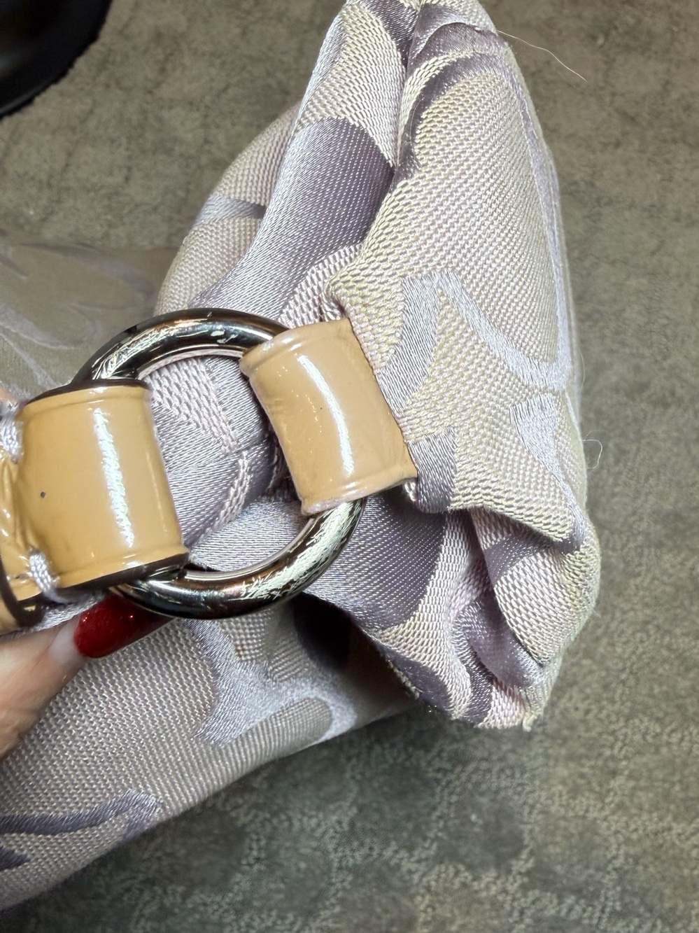 Coach Signature Canvas Shoulder Bag in Light Lavender and Cream - Picture 8 of 15